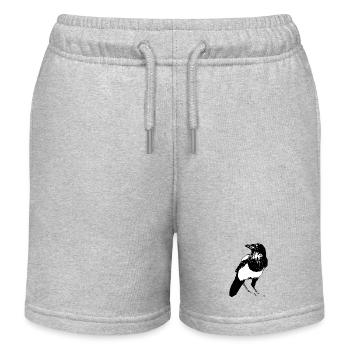 Elster Vogel | Magpie Bird - Kinder Organic Joggingshorts Mini Bolter von Stanley/Stella - Grau meliert - Vorne