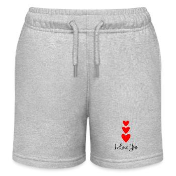 ICH LIEBE DICH. HERZ. HERZ. HERZ. KÜSSEN. SCHMATZEN - Kinder Organic Joggingshorts Mini Bolter von Stanley/Stella - Grau meliert - Vorne