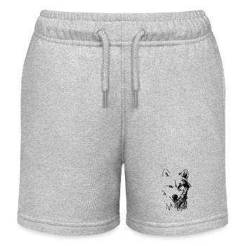 Portrait de chien vintage pour les propriétaires de chiens - Short de jogging enfant bio Stanley/Stella - gris chiné - Devant