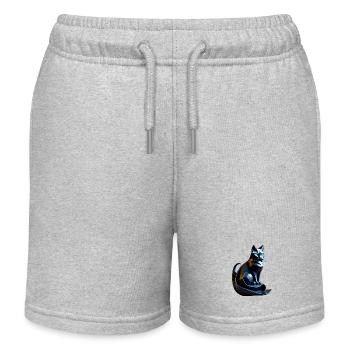 Schwarzes Katzen-Origami-Profil, futuristisch - Kinder Organic Joggingshorts Mini Bolter von Stanley/Stella - Grau meliert - Vorne