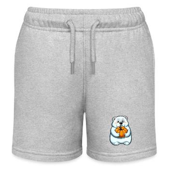 Polar bear with Halloween pumpkin in autumn - Kids Organic Sweat Shorts by Stanley/Stella - heather grey - Front