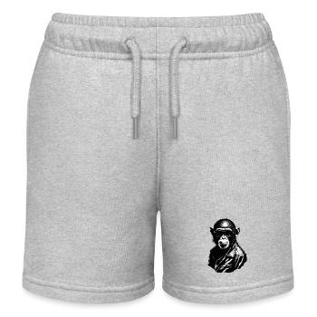 Monkey / Animal / Zoo / Chimpanzee / Wild / Comic - Kids Organic Sweat Shorts by Stanley/Stella - heather grey - Front
