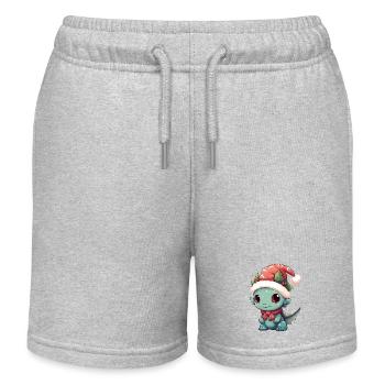 Christmas Laughter: Happy Dragon with - Kids Organic Sweat Shorts by Stanley/Stella - heather grey - Front