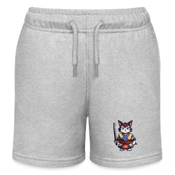 Chat samouraï #11 - Short de jogging enfant bio Stanley/Stella - gris chiné - Devant