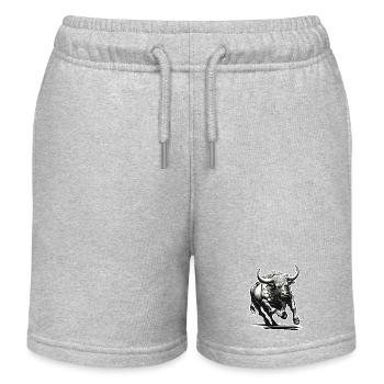 Stier / Bulle / Tier / Hörner / Stierkampf - Kinder Organic Joggingshorts Mini Bolter von Stanley/Stella - Grau meliert - Vorne