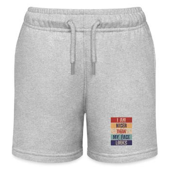 Ich bin netter als mein Gesicht aussieht - Kinder Organic Joggingshorts Mini Bolter von Stanley/Stella - Grau meliert - Vorne
