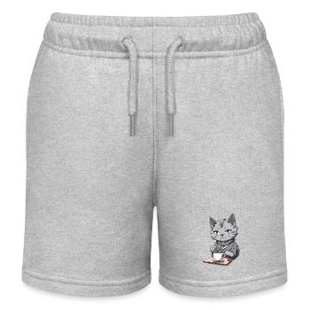 Cat Café - Kids Organic Sweat Shorts by Stanley/Stella - heather grey - Front