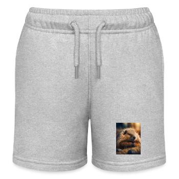 Animaux mignons en hibernation – marmotte - Short de jogging enfant bio Stanley/Stella - gris chiné - Devant