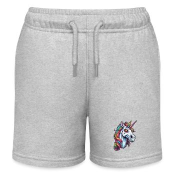 Unicorn / mythical creatures / fairy tales / magic / glitter - Kids Organic Sweat Shorts by Stanley/Stella - heather grey - Front