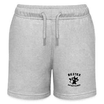 cooles bester Entertainer Design mit Teufelchen - Kinder Organic Joggingshorts Mini Bolter von Stanley/Stella - Grau meliert - Vorne
