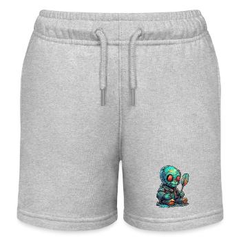 Astronaut / Space / Animal / Bear / Spaceship - Kids Organic Sweat Shorts by Stanley/Stella - heather grey - Front