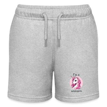 Ich bin ein Einhorn - Kinder Organic Joggingshorts Mini Bolter von Stanley/Stella - Grau meliert - Vorne