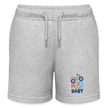 Baby Motocross cadeau naissance bébé père et fils - Short de jogging enfant bio Stanley/Stella - gris chiné - Devant