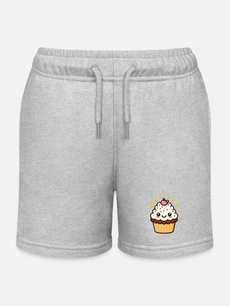Clara Cupcake - Kids Organic Sweat Shorts by Stanley/Stella - heather grey