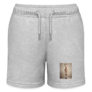 Girafe aux chaussettes colorées - Short de jogging enfant bio Stanley/Stella - gris chiné - Devant