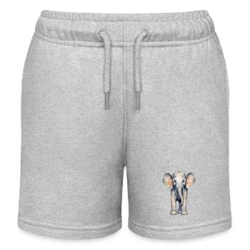 Elephant with Colorful Boots - Kids Organic Sweat Shorts by Stanley/Stella - heather grey - Front