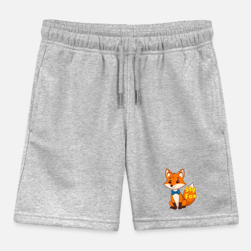 Charming Cartoon Fox with Blue Bowtie Kids Organic Sweat Shorts by Stanley/Stella