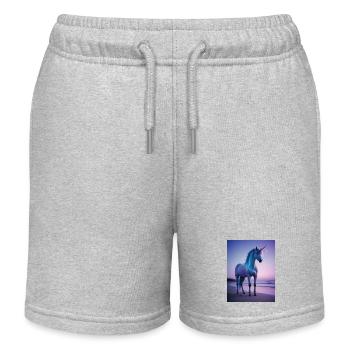 Einhorn Energie - Kinder Organic Joggingshorts Mini Bolter von Stanley/Stella - Grau meliert - Vorne