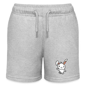 Hase winkt Begrüßung gehen laufen rennen winken - Kinder Organic Joggingshorts Mini Bolter von Stanley/Stella - Grau meliert - Vorne