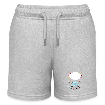 Voiture de mariage avec bulle de dialogue en turquoise - Short de jogging enfant bio Stanley/Stella - gris chiné - Devant
