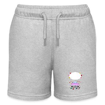 Voiture de mariage avec bulle de dialogue en rose - Short de jogging enfant bio Stanley/Stella - gris chiné - Devant