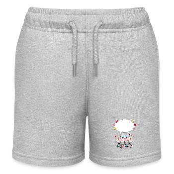 Voiture de mariage avec bulle de dialogue en rose - Short de jogging enfant bio Stanley/Stella - gris chiné - Devant