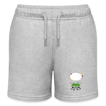 Hochzeitsauto mit Sprechblase in Grün - Kinder Organic Joggingshorts Mini Bolter von Stanley/Stella - Grau meliert - Vorne