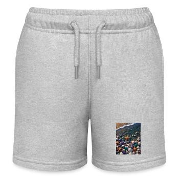 Seaside Star Treasure : Cyber Starfish - Kids Organic Sweat Shorts by Stanley/Stella - heather grey - Front