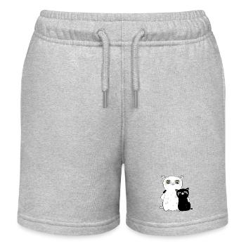 white cat & black cat - Kids Organic Sweat Shorts by Stanley/Stella - heather grey - Front