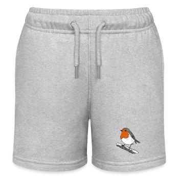 Robin on branch - Kids Organic Sweat Shorts by Stanley/Stella - heather grey - Front