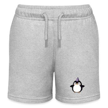 Glücklicher Pinguin mit Partyhut - Cartoon Design - Kinder Organic Joggingshorts Mini Bolter von Stanley/Stella - Grau meliert - Vorne