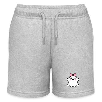 Kawaii Geist mit rosa Schleife - Kinder Organic Joggingshorts Mini Bolter von Stanley/Stella - Grau meliert - Vorne