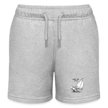 What the Fock – Segelboot Cartoon - Kinder Organic Joggingshorts Mini Bolter von Stanley/Stella - Grau meliert - Vorne