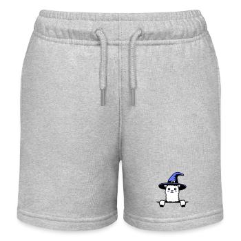 Llama Wizard Cute Look Magical Witch Hat Cute - Kids Organic Sweat Shorts by Stanley/Stella - heather grey - Front