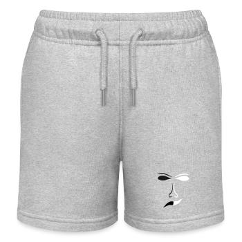 Abstrakte Gesichtslinien Kontrast Maske - Kinder Organic Joggingshorts Mini Bolter von Stanley/Stella - Grau meliert - Vorne