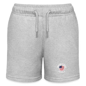 USA Arkansas Schilddesign - Kinder Organic Joggingshorts Mini Bolter von Stanley/Stella - Grau meliert - Vorne