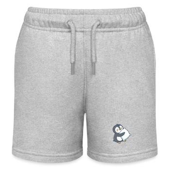 Pastell-Kuschelpinguin - Kinder Organic Joggingshorts Mini Bolter von Stanley/Stella - Grau meliert - Vorne