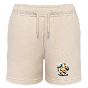 Ramen Neko Great Wave - Kids Organic Sweat Shorts by Stanley/Stella - soft Ecru - Front