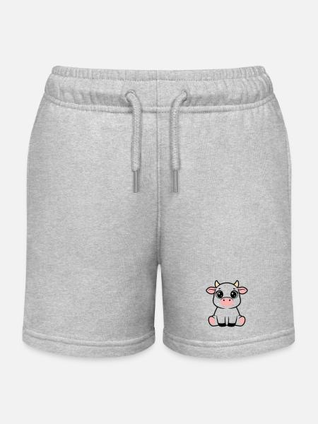 Veau mignon bébé vache qui garde Kawaii - Short de jogging enfant bio Stanley/Stella - gris chiné