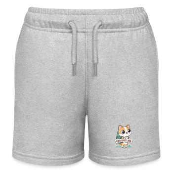 Niedliche Abenteurerkatze und Rucksack - Kinder Organic Joggingshorts Mini Bolter von Stanley/Stella - Grau meliert - Vorne