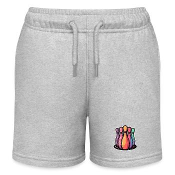 Funny Bowling Pins - Kids Organic Sweat Shorts by Stanley/Stella - heather grey - Front
