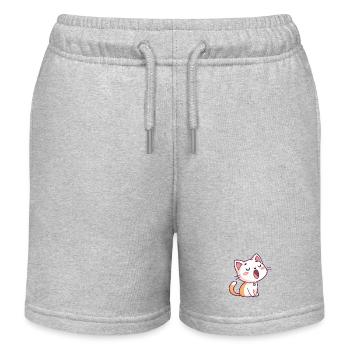 Pastell-Kawaii-Singende Katze - Kinder Organic Joggingshorts Mini Bolter von Stanley/Stella - Grau meliert - Vorne