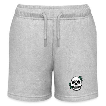 Totenkopf mit Grünblatt-Akzent - Kinder Organic Joggingshorts Mini Bolter von Stanley/Stella - Grau meliert - Vorne