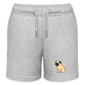 Niedlicher Pug-Cartoon-Druck - Kinder Organic Joggingshorts Mini Bolter von Stanley/Stella - Grau meliert - Vorne