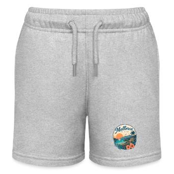 Motif vintage du soleil côtier de Majorque - Short de jogging enfant bio Stanley/Stella - gris chiné - Devant