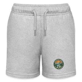 Appels d’aventure – Badge extérieur - Short de jogging enfant bio Stanley/Stella - gris chiné - Devant