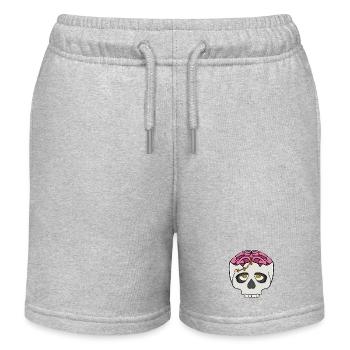 Pinkes Gehirn im Schädel  - Kinder Organic Joggingshorts Mini Bolter von Stanley/Stella - Grau meliert - Vorne