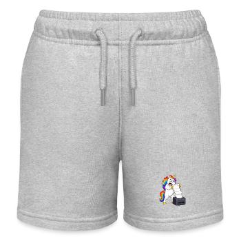 Funny Unicorn Printer Jam Rage - Kids Organic Sweat Shorts by Stanley/Stella - heather grey - Front