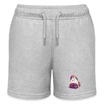 Unicorn Overpacked Suitcase - Kids Organic Sweat Shorts by Stanley/Stella - heather grey - Front
