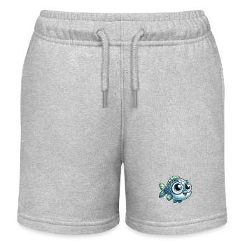 Poisson bleu - Short de jogging enfant bio Stanley/Stella - gris chiné - Devant